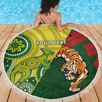 Custom Bangladesh And Australia Cricket Beach Blanket Kangaroo Tiger Together - Wonder Print Shop