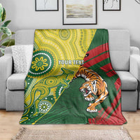 Custom Bangladesh And Australia Cricket Blanket Kangaroo Tiger Together