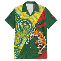 Custom Bangladesh And Australia Cricket Family Matching Puletasi and Hawaiian Shirt Kangaroo Tiger Together - Wonder Print Shop