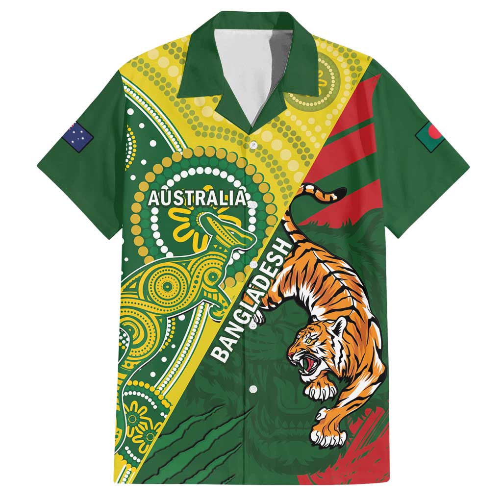 Custom Bangladesh And Australia Cricket Family Matching Tank Maxi Dress and Hawaiian Shirt Kangaroo Tiger Together - Wonder Print Shop