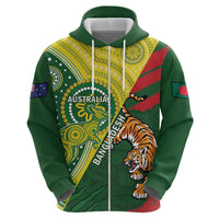 Custom Bangladesh And Australia Cricket Hoodie Kangaroo Tiger Together - Wonder Print Shop