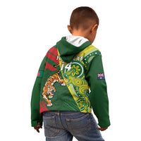 Custom Bangladesh And Australia Cricket Kid Hoodie Kangaroo Tiger Together - Wonder Print Shop