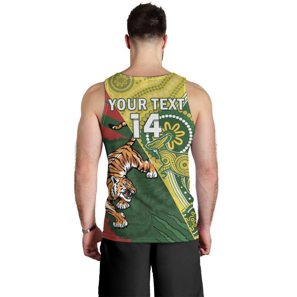 Custom Bangladesh And Australia Cricket Men Tank Top Kangaroo Tiger Together - Wonder Print Shop
