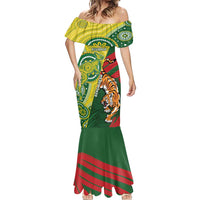 Custom Bangladesh And Australia Cricket Mermaid Dress Kangaroo Tiger Together - Wonder Print Shop