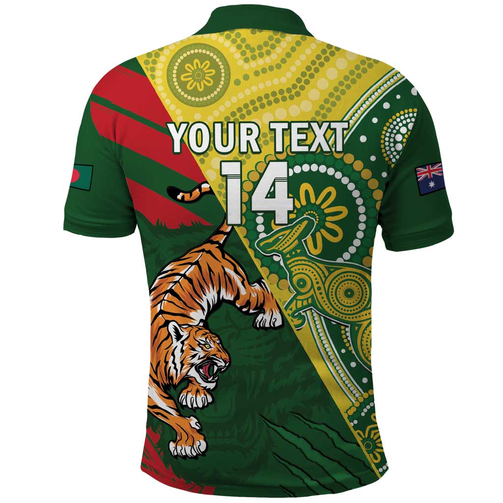 Custom Bangladesh And Australia Cricket Polo Shirt Kangaroo Tiger Together - Wonder Print Shop