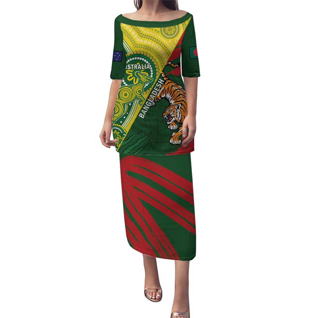 Custom Bangladesh And Australia Cricket Puletasi Kangaroo Tiger Together - Wonder Print Shop