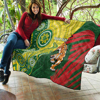 Custom Bangladesh And Australia Cricket Quilt Kangaroo Tiger Together - Wonder Print Shop