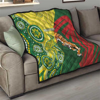 Custom Bangladesh And Australia Cricket Quilt Kangaroo Tiger Together - Wonder Print Shop