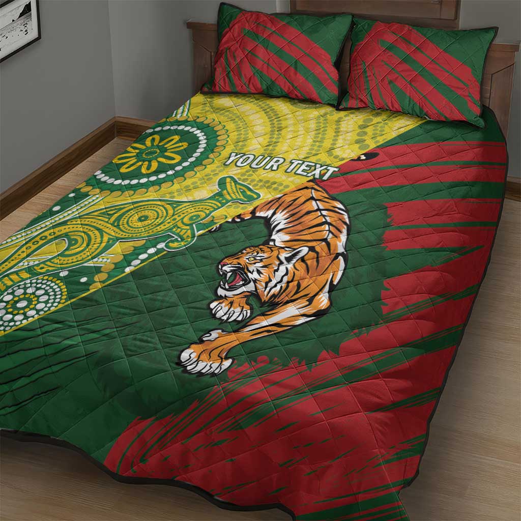 Custom Bangladesh And Australia Cricket Quilt Bed Set Kangaroo Tiger Together - Wonder Print Shop