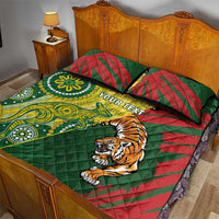 Custom Bangladesh And Australia Cricket Quilt Bed Set Kangaroo Tiger Together - Wonder Print Shop