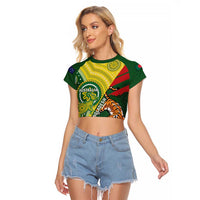 Custom Bangladesh And Australia Cricket Raglan Cropped T Shirt Kangaroo Tiger Together - Wonder Print Shop