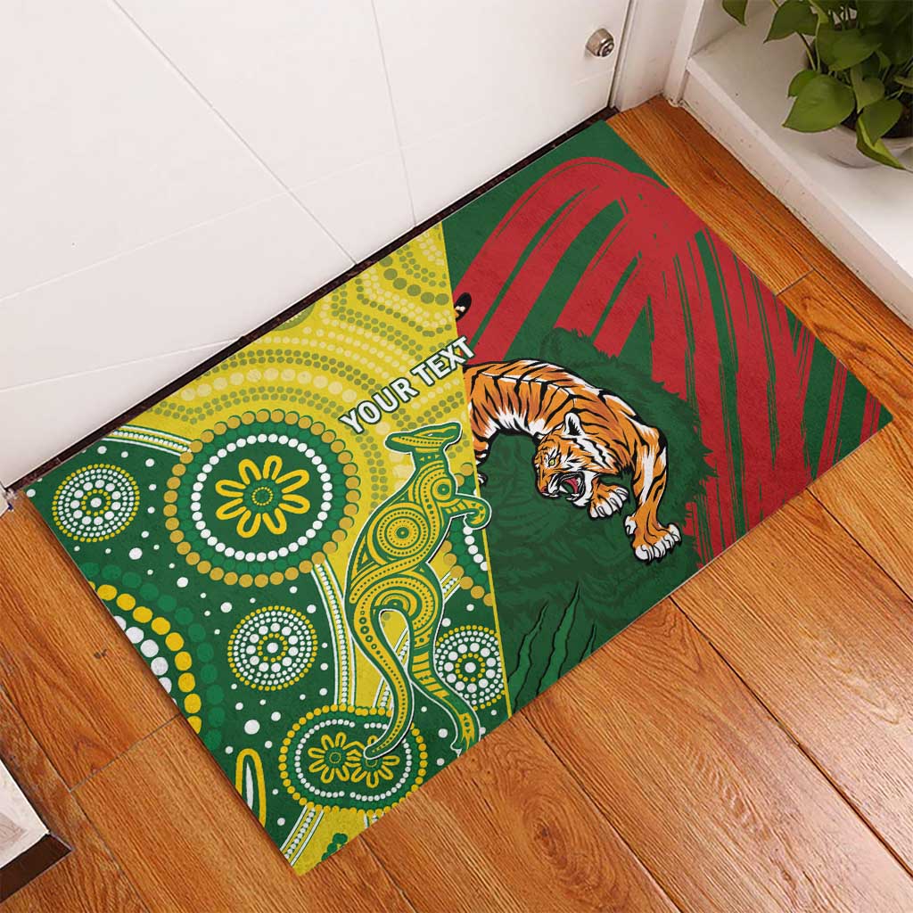 Custom Bangladesh And Australia Cricket Rubber Doormat Kangaroo Tiger Together - Wonder Print Shop
