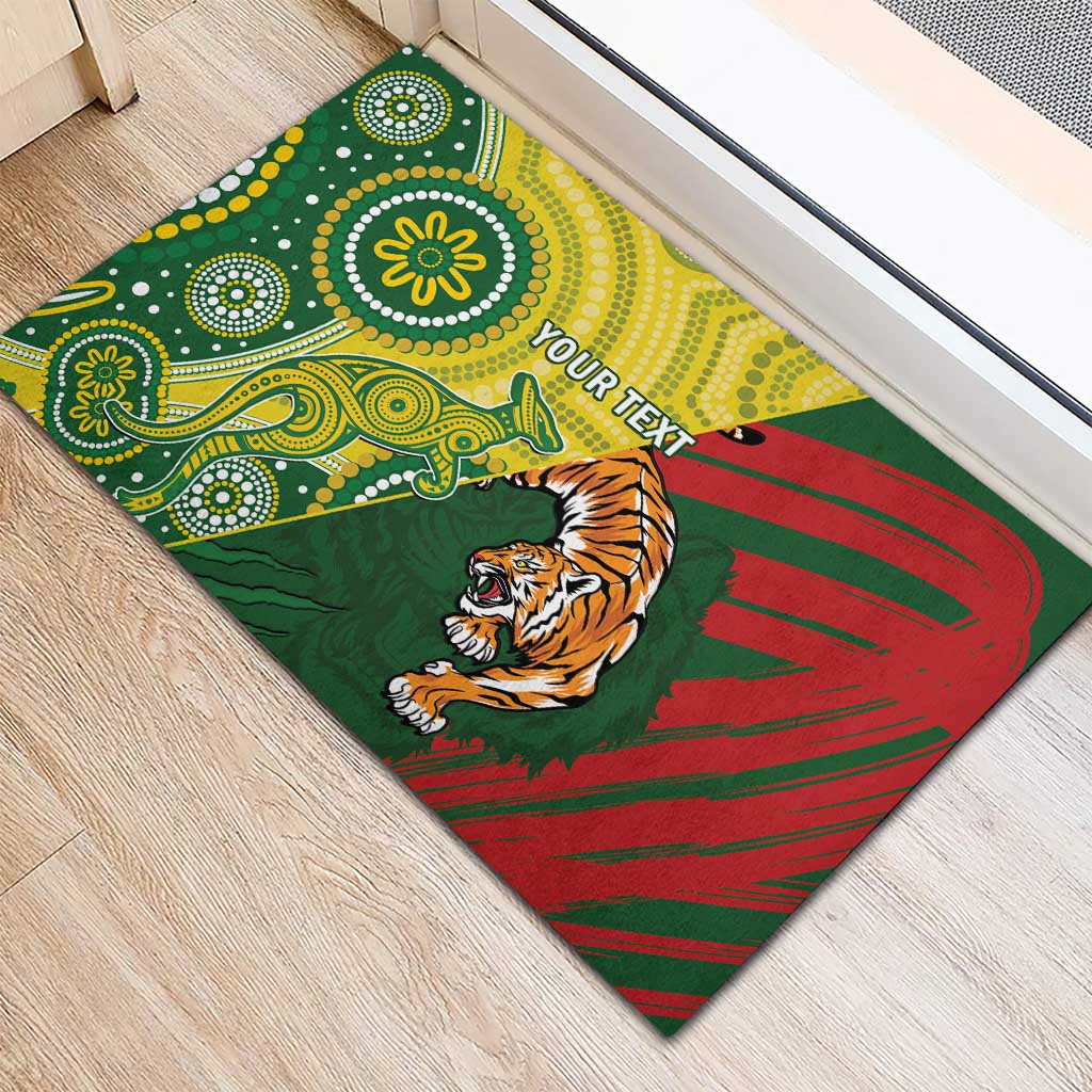 Custom Bangladesh And Australia Cricket Rubber Doormat Kangaroo Tiger Together - Wonder Print Shop