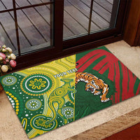 Custom Bangladesh And Australia Cricket Rubber Doormat Kangaroo Tiger Together - Wonder Print Shop
