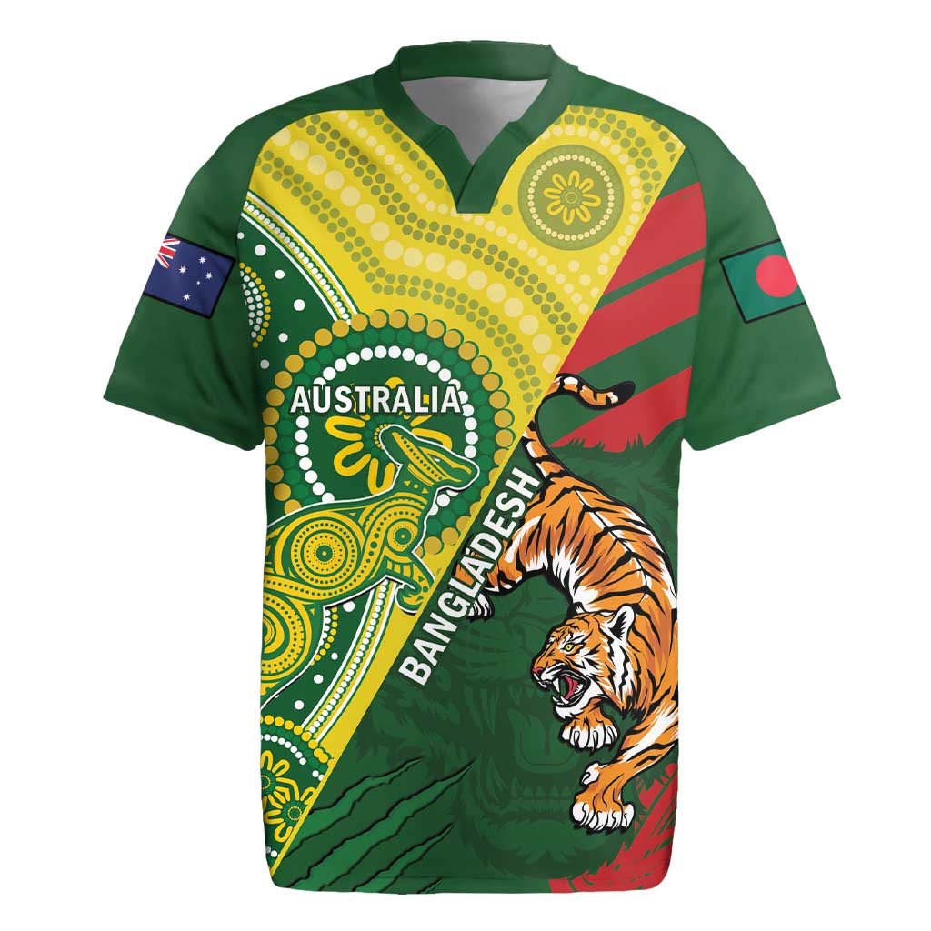 Custom Bangladesh And Australia Cricket Rugby Jersey Kangaroo Tiger Together - Wonder Print Shop