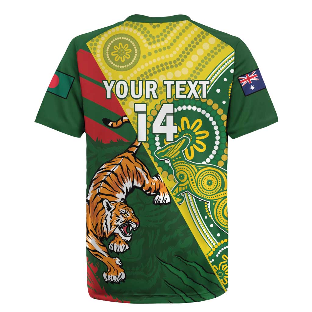 Custom Bangladesh And Australia Cricket Rugby Jersey Kangaroo Tiger Together - Wonder Print Shop
