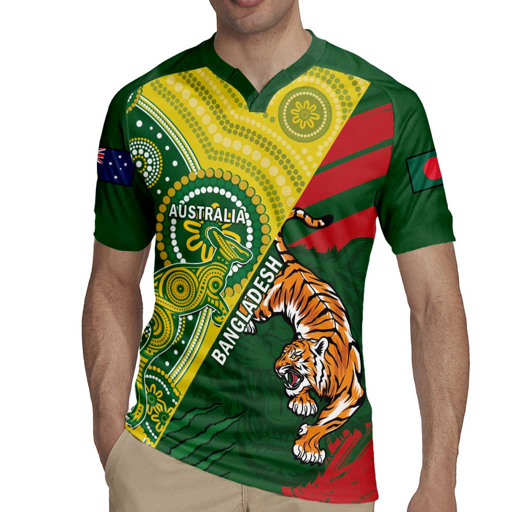Custom Bangladesh And Australia Cricket Rugby Jersey Kangaroo Tiger Together - Wonder Print Shop