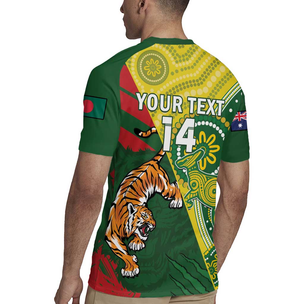 Custom Bangladesh And Australia Cricket Rugby Jersey Kangaroo Tiger Together - Wonder Print Shop