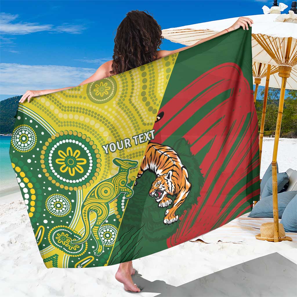 Custom Bangladesh And Australia Cricket Sarong Kangaroo Tiger Together - Wonder Print Shop