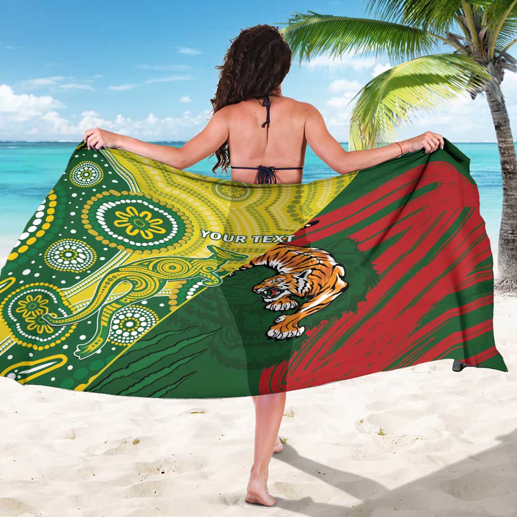 Custom Bangladesh And Australia Cricket Sarong Kangaroo Tiger Together - Wonder Print Shop