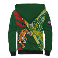 Custom Bangladesh And Australia Cricket Sherpa Hoodie Kangaroo Tiger Together - Wonder Print Shop
