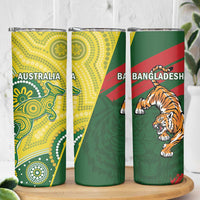 Bangladesh And Australia Cricket Skinny Tumbler Kangaroo Tiger Together - Wonder Print Shop