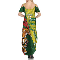 Custom Bangladesh And Australia Cricket Summer Maxi Dress Kangaroo Tiger Together - Wonder Print Shop