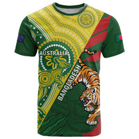 Custom Bangladesh And Australia Cricket T Shirt Kangaroo Tiger Together - Wonder Print Shop