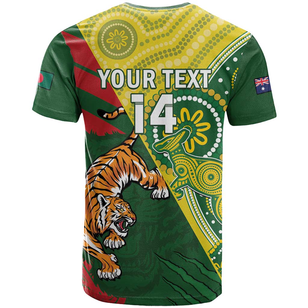 Custom Bangladesh And Australia Cricket T Shirt Kangaroo Tiger Together - Wonder Print Shop