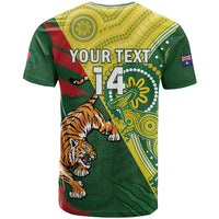 Custom Bangladesh And Australia Cricket T Shirt Kangaroo Tiger Together - Wonder Print Shop