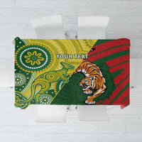 Custom Bangladesh And Australia Cricket Tablecloth Kangaroo Tiger Together - Wonder Print Shop