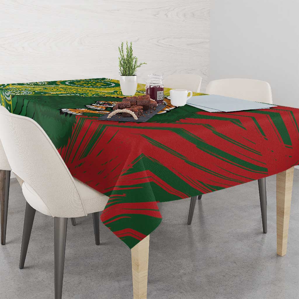 Custom Bangladesh And Australia Cricket Tablecloth Kangaroo Tiger Together - Wonder Print Shop