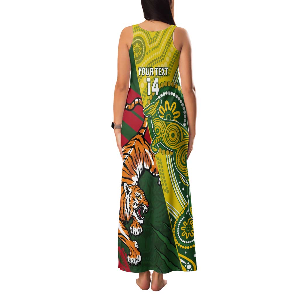 Custom Bangladesh And Australia Cricket Tank Maxi Dress Kangaroo Tiger Together - Wonder Print Shop