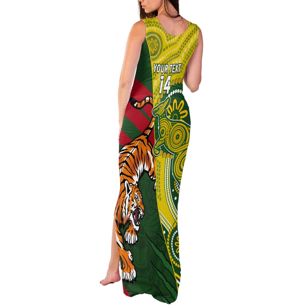 Custom Bangladesh And Australia Cricket Tank Maxi Dress Kangaroo Tiger Together - Wonder Print Shop
