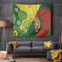 Custom Bangladesh And Australia Cricket Tapestry Kangaroo Tiger Together - Wonder Print Shop