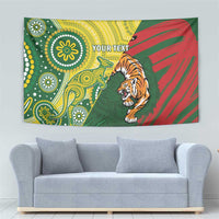 Custom Bangladesh And Australia Cricket Tapestry Kangaroo Tiger Together - Wonder Print Shop