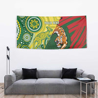 Custom Bangladesh And Australia Cricket Tapestry Kangaroo Tiger Together - Wonder Print Shop