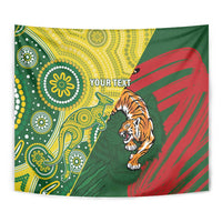 Custom Bangladesh And Australia Cricket Tapestry Kangaroo Tiger Together - Wonder Print Shop