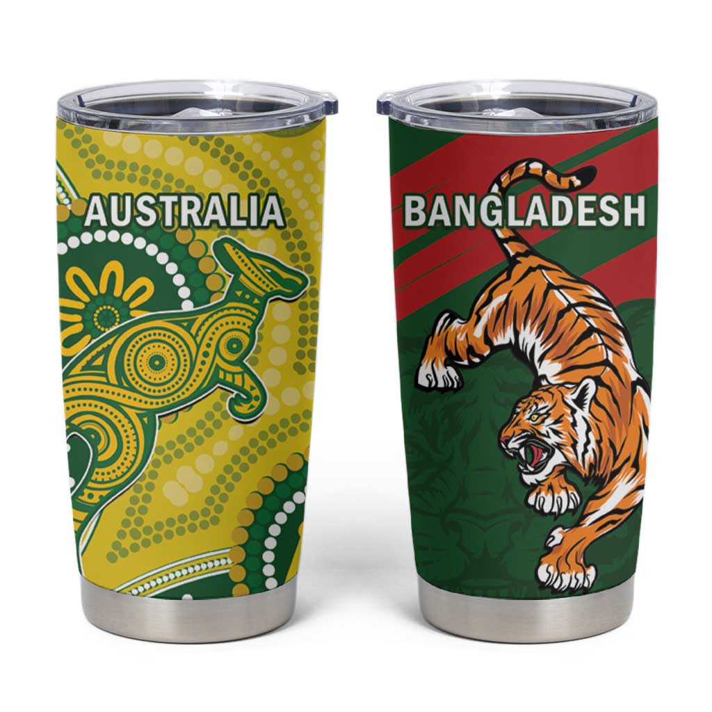 Bangladesh And Australia Cricket Tumbler Cup Kangaroo Tiger Together - Wonder Print Shop