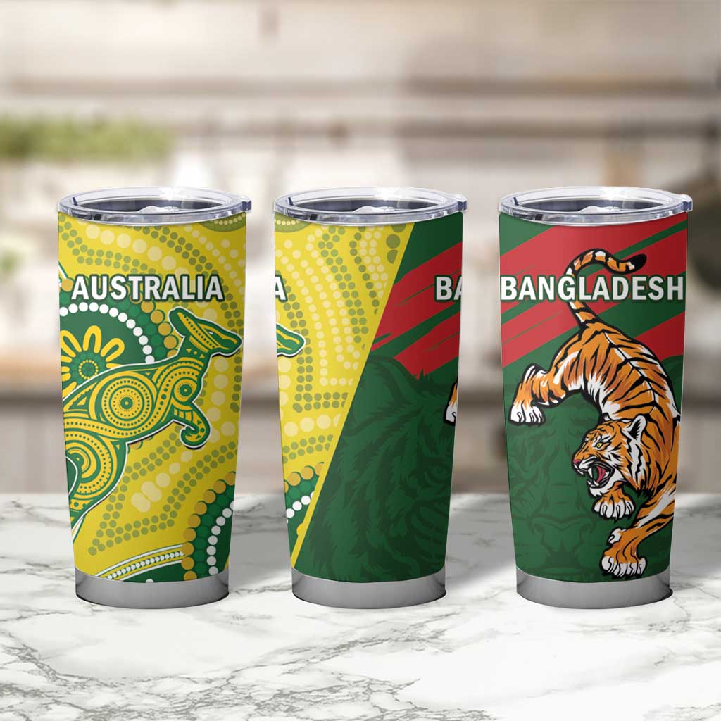 Bangladesh And Australia Cricket Tumbler Cup Kangaroo Tiger Together - Wonder Print Shop