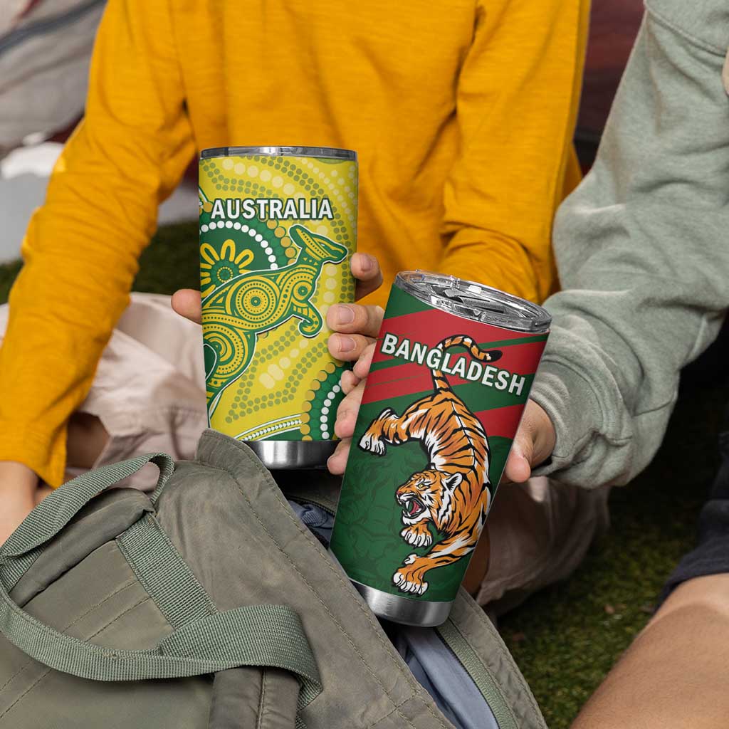 Bangladesh And Australia Cricket Tumbler Cup Kangaroo Tiger Together - Wonder Print Shop
