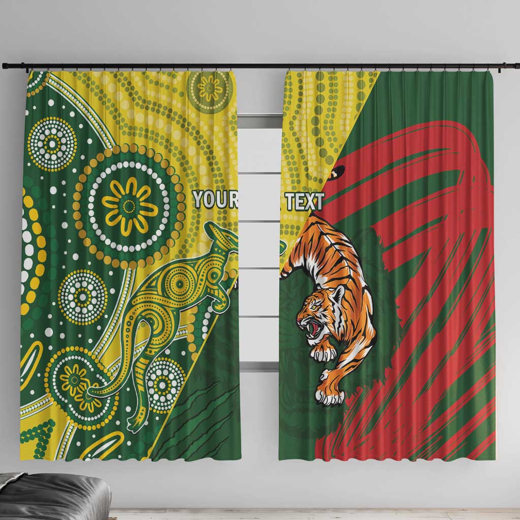 Custom Bangladesh And Australia Cricket Window Curtain Kangaroo Tiger Together - Wonder Print Shop