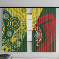 Custom Bangladesh And Australia Cricket Window Curtain Kangaroo Tiger Together - Wonder Print Shop