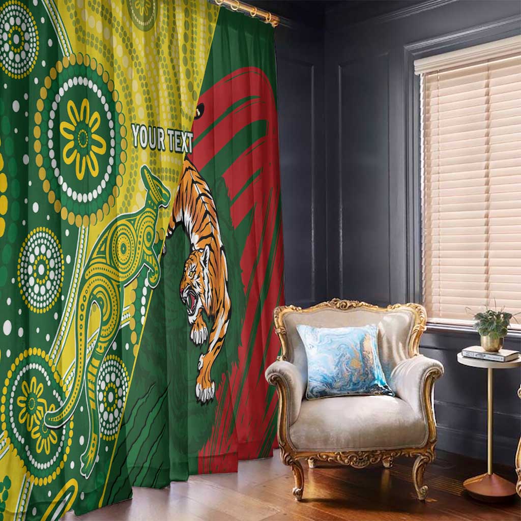 Custom Bangladesh And Australia Cricket Window Curtain Kangaroo Tiger Together - Wonder Print Shop