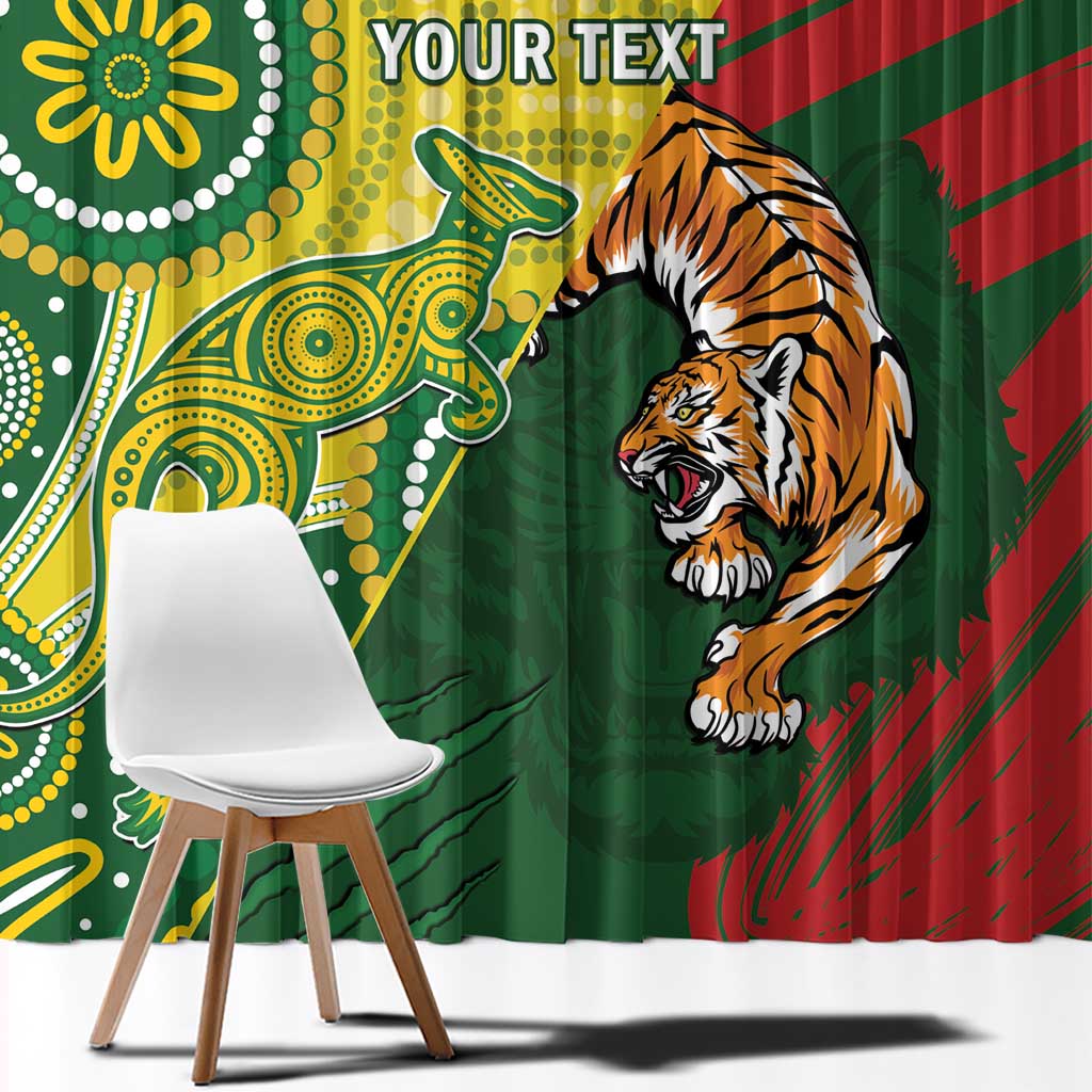 Custom Bangladesh And Australia Cricket Window Curtain Kangaroo Tiger Together - Wonder Print Shop