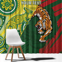 Custom Bangladesh And Australia Cricket Window Curtain Kangaroo Tiger Together - Wonder Print Shop