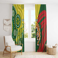 Custom Bangladesh And Australia Cricket Window Curtain Kangaroo Tiger Together - Wonder Print Shop
