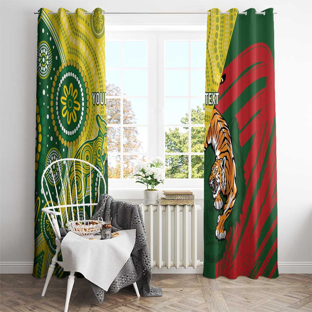 Custom Bangladesh And Australia Cricket Window Curtain Kangaroo Tiger Together - Wonder Print Shop