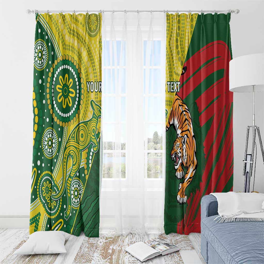 Custom Bangladesh And Australia Cricket Window Curtain Kangaroo Tiger Together - Wonder Print Shop
