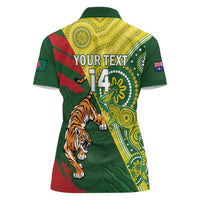 Custom Bangladesh And Australia Cricket Women Polo Shirt Kangaroo Tiger Together - Wonder Print Shop